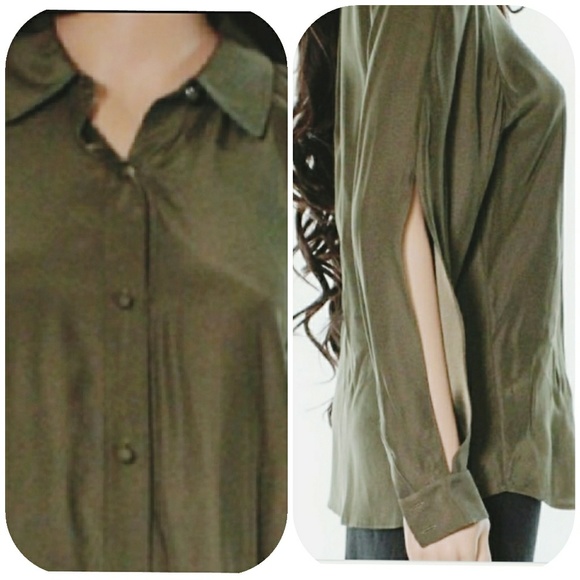 Frame Denim Tops - FRAME Blouse 100% silk Dark army